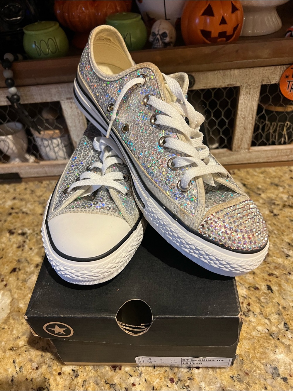Womens Sparkle Low-Top Sneakers - Silver Glitter